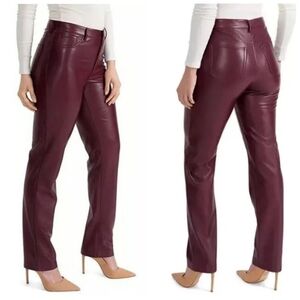 NWT Joie $148 Limited Edition Faux Leather Straight-Leg Pants Burgundy Women 6
